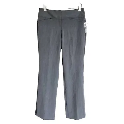 Elle Dress Pants Size 8 Gray Straight Leg Women's Mid Rise Stretch Trousers • $16.99