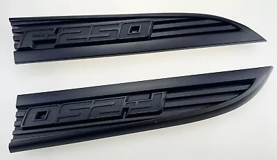 Pair Set 2011-2016 F250 Emblem Super Duty Recon Front Fender Badge Matt Black • $199.99