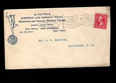 De Potter Euro Oriental Tours Steamship Circular Railway Tix NY Flag E#3 1896 2d • $34.50