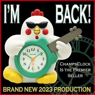 BRAND NEW! Rhythm Rock N’ Roll Chicken Alarm Clock CRE321UR03 Speak Up Singing • $88.98