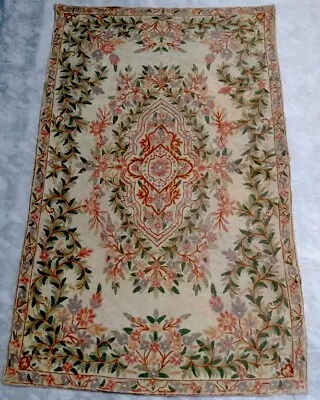 Exquisite Handcrafted Wool Needlepoint Kashmiri Rug – 145 X 92 Cm • £0.99