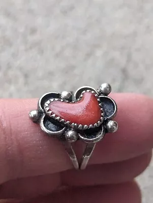 Vintage Old Pawn Navajo Sterling Silver & Branch Coral Ring Sz 7 G4 • $69.99