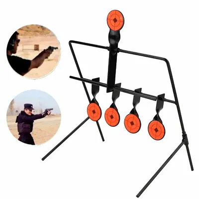 Steel Shooting Targets W/ 5x Auto Reset Spinning Target Rifle Pistol Range Shoot • $24.89