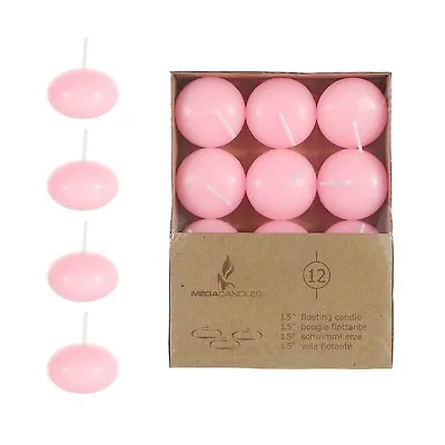 Mega Candles - Unscented 1.5  Floating Disc Candles - Pink Set Of 36 • $23.97