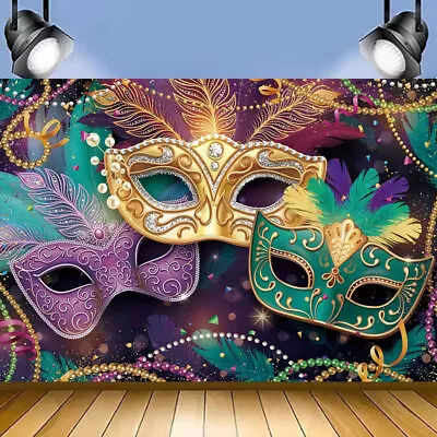 Carnival Masquerade Mask Party Backdrop Photo Background Banner Props Supplies • $13.59