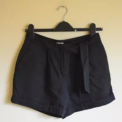 H&M Conscious Collection Women's Black Shorts - UK 10 - Waist Tie Hotpants Bow • £18.99