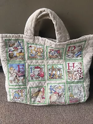 Vintage Handmade Quilt Tote Bag Purse OOAK Alphabet Cottagecore Patchwork • $29.99