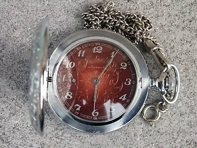 Vintage Molnija Molnia 18 Jewels USSR Russian Soviet Mechanical Pocket Watch. • $99