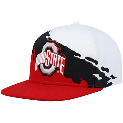 Men's Mitchell & Ness Scarlet/White Ohio State Buckeyes Paintbrush Snapback Hat • $26.99
