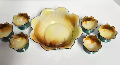 7 Piece Vintage Handpainted Lusterware Porcelain Japan Nut  Bowl Set 7 Pieces • $40