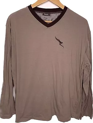 Qantas Pyjama Shirt First Class Size Large Brown Longsleeve • $15