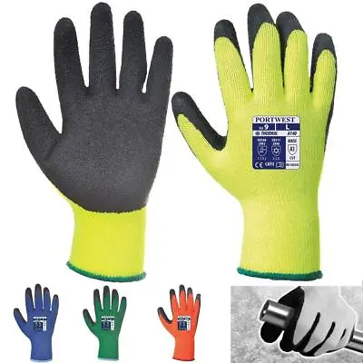 12 X Portwest Insulated Thermal Grip Builder Outdoor Warm Work Gloves A140  • £29.95
