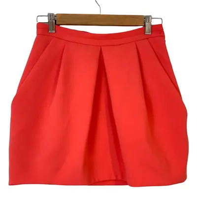 $14.99 • Buy Zara Pleated Coral Tulip Mini Skirt S Small Ponte Knit