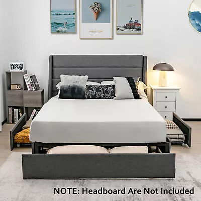 $249.95 • Buy Giantex Platform Bed Frame Queen Size Mattress Foundation 3 Storage Drawers Grey