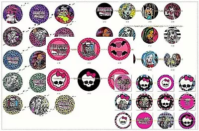 12-1  Monster High Mini Cup Cake Toppers Scrapbook Bottle Caps A • $3.07