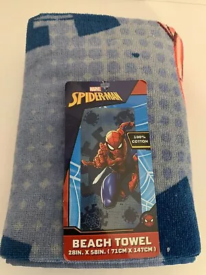 Towel Bath Beach Pool Cotton 28 X58  Marvel Spiderman NEW • £9.49