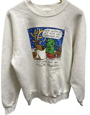 Vintage 90s Shoebox Greetings Christmas Sweatshirt Blitzen Attitude Problem • $25
