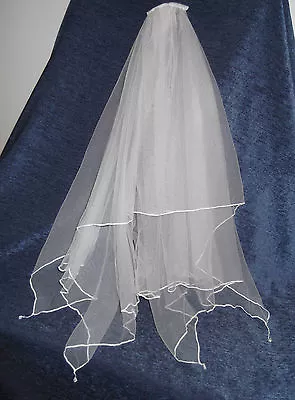 £35.32 • Buy HANDKERCHIEF BRIDAL VEIL, Crystal Drops, 66 Cm Length, WHITE, IVORY, NEW, Aust 