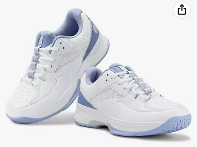Fitville Court Shoes Pickle Ball/tennis Womens Wide 9W White/sky Blue NWT • $55