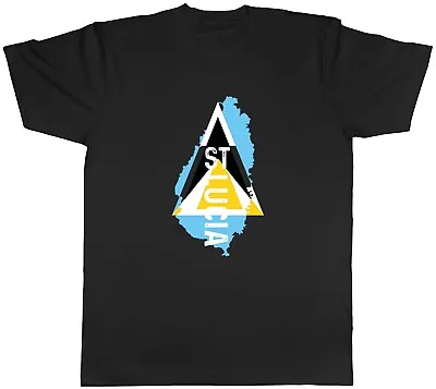 St Lucia Mens T-Shirt Travel Map Flag Unisex Tee Gift • £9.99