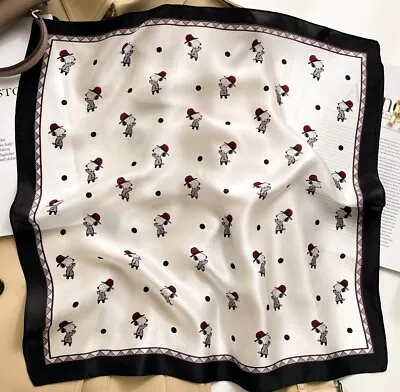 Cartoon Dogs Print 100% Mulberry Silk Scarf Bandanna Necktie Hairband 21  Black • $10.99