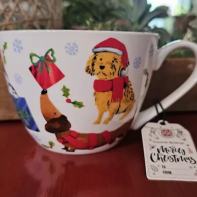 Portobello By Design Christmas Puppy Dog Mug Coffee Tea Cocoa Let's Pawty • $17.99