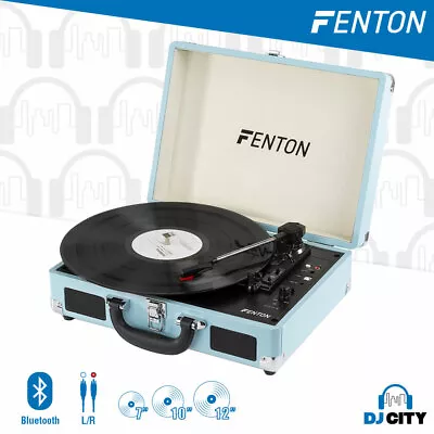 $89 • Buy Record Player Vinyl Turntable Bluetooth Speakers Retro Briefcase USB (Turquoise)