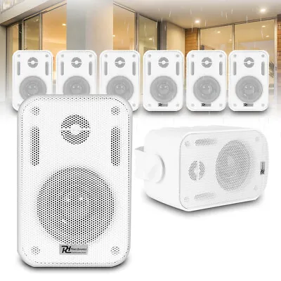 8x White 3  Speakers Weatherproof Outdoor Garden Terrace Shop Installation 100V • £140
