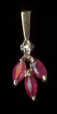 10K 17mm Solid Yellow Gold Marquise Red Lab-Created Ruby & Diamond Pendant Nh • $53.78