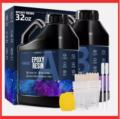 Epoxy Resin 32OZ - Crystal Clear Epoxy Resin Kit - No Yellowing No Bubble • $26.89