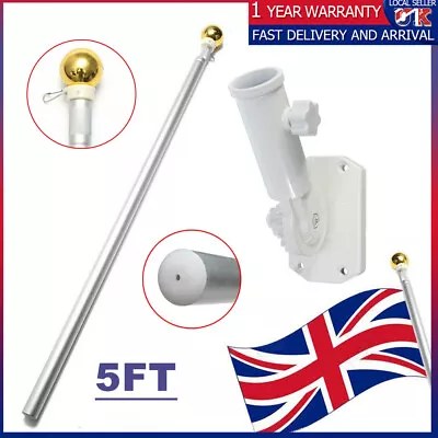 £8.99 • Buy 5FT Wall Mounted Telescopic Aluminum Flag Pole Flagpole Mount Holder Bracket Kit