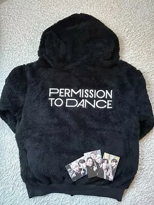 BTS PERMISSION TO DANCE PTD FLEECE ZIP-UP HOODIE Black M Size With Photo Card • $197.01