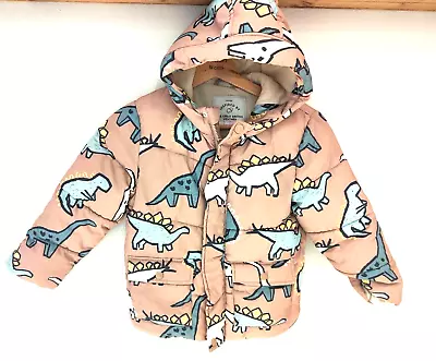 £7.99 • Buy LIGHT BROWN ' DINOSAUR ' FLEECE LINED PADDED COAT  - Age 6 / 7 Years