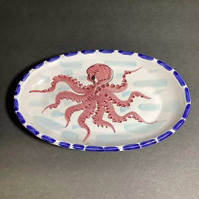 Vietri Italy Hand Painted Oval Ceramic Nautical Ocean Octopus Plate Hangable • $59.99