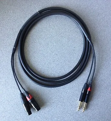 Female XLR To TRS / Balanced Jack Loom 3m - Twin - Black & Gold Connectors • £23