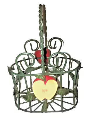 Green Utensil Holder Apple Caddy  Wire Farmhouse Kitchen Cottage Shabby • $12.50