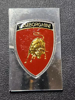 🌟 Franklin Mint Automobile LAMBORGHINI Car Emblem ENAMELED Sterling Silver Bar • $39.99