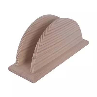 Oval Untreated Wood Napkin Holder Serviette Dispenser Upright Paper Storage • £7.95