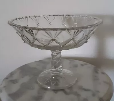 EAPG Greentown Glass National No 350 Cord Drapery Footed Compote • $52.50