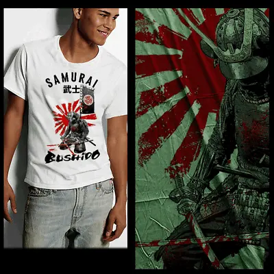 Samurai T-Shirt Deadly Warrior With Sword Bushido Code Japanese Katana Ronin Sun • $19.99