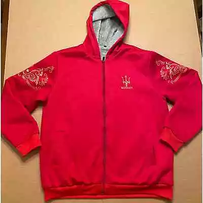 Maserati Full Zip Red Fleece Lined Hoodie With Gold Logo • $50