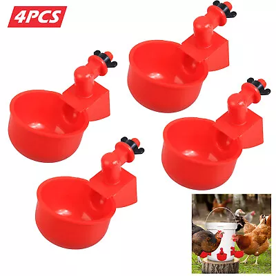 Automatic Water Cups Poultry Drinker Waterer Chicken Duck Quail Drinking 4Pcs • $6.99