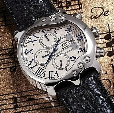 £199.99 • Buy STAUER Silver Guitar Watch Designer Precision Wrist Timepiece Automatic Movement