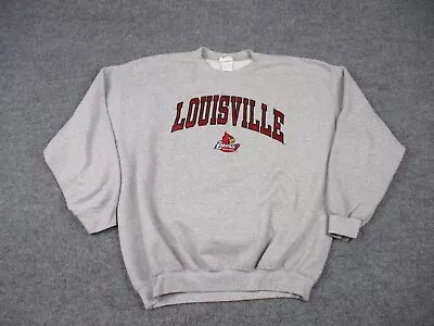 Vintage Louisville Cardinals Sweatshirt Adult XL Gray Long Sleeve Embroidery Men • $29.25