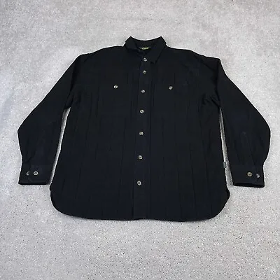 Cabelas Shirt Jacket Mens Large Black Canvas Quilted Button Up Hunting Shacket • $31.16