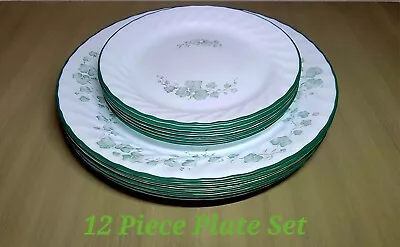 Vintage Corelle Callaway Ivy 12 Piece Dinnerware Plate Set • $49