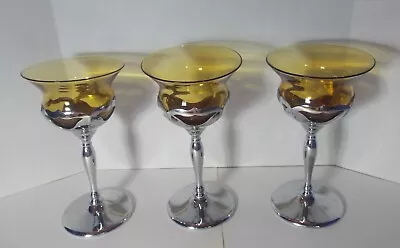 3 VTG Farberware Cambridge Glass Cocktail Glasses / 6  Tall /Amber • $32