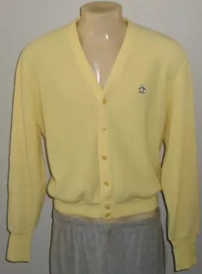 Vtg Grand Slam Munsingwear Penguin Yellow Cardigan Sweater Men XL • $26.97