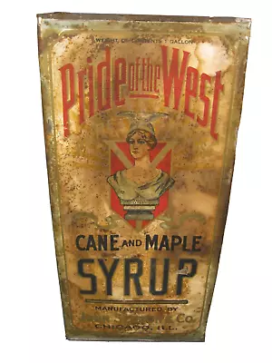 Rare Antique Pride Of The West Cane & Maple Syrup 1 Gallon Can  • $195