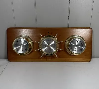 Vintage Sunbeam 3 Gauge Nautical Weather Station Temperature Humidity Barometer • $39.98